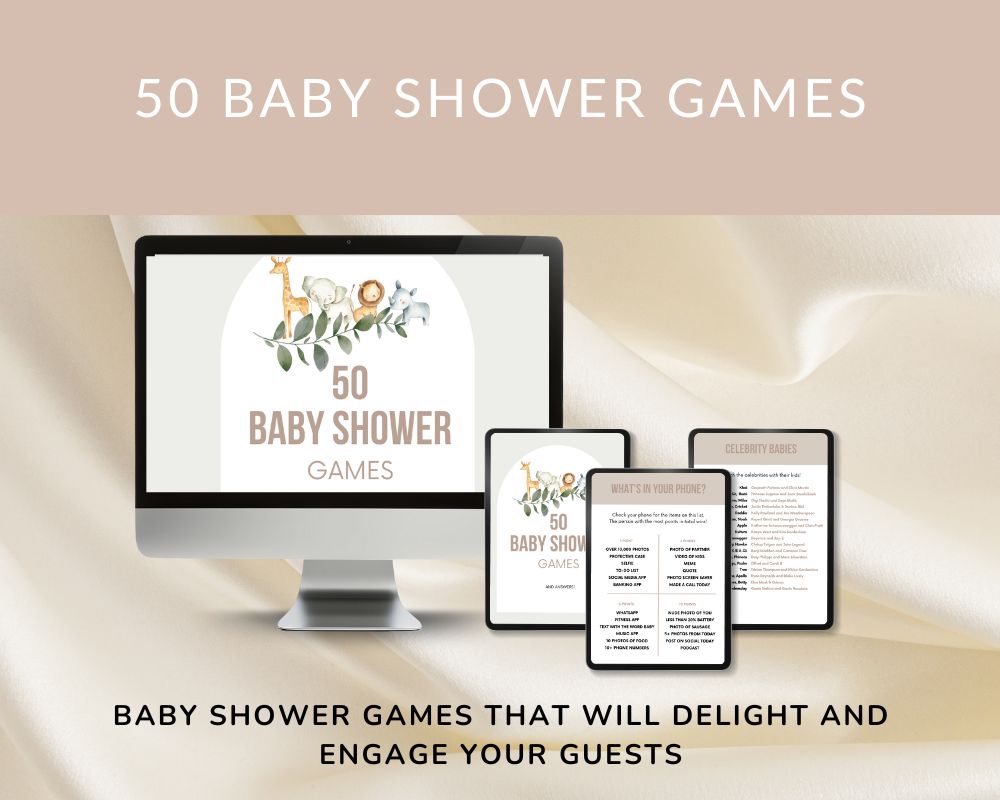 baby shower game ideas over 50 to choose from. digital. print on your own. PDF file