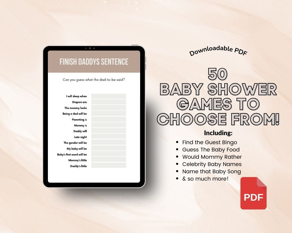 baby shower game ideas over 50 to choose from. digital. print on your own. PDF file