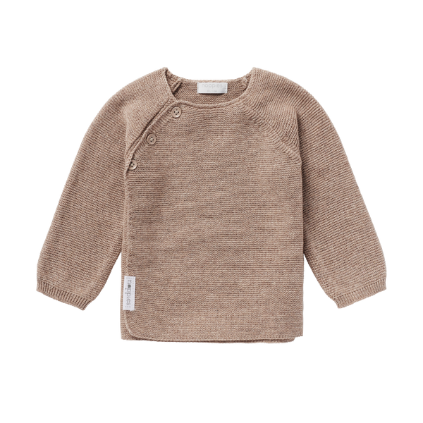 GOTS noppies Taupe Baby Cardigan Sweater. Matching Pants. Neutral Mama inspired outfit for baby. Gender Neutral Gifting. Made in Germany. Free Shipping over $100 in Canada and United States. Duties Included.