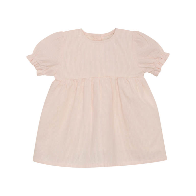Introducing the latest addition to Huttelihut's renowned spring-summer collection: the gorgeous Woven Pink Striped Dress. As the best-selling brand returns for another season, this charming dress epitomizes elegance and comfort for your little one. Crafted to perfection, it effortlessly transitions from playful moments at the ball game to delightful gatherings at brunch.