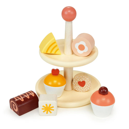 WOoden Toy Cup Cake and Stand